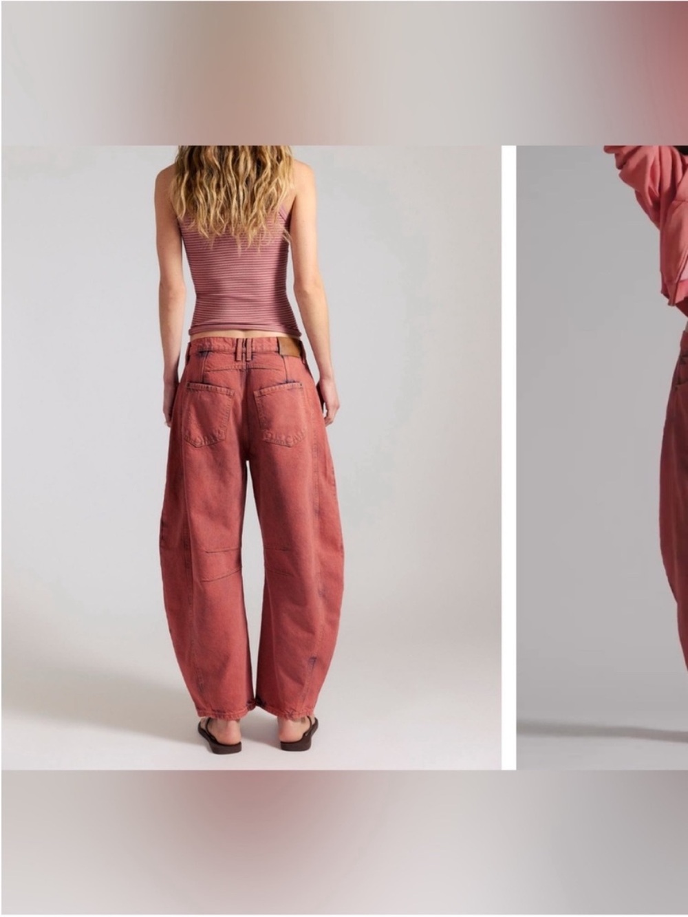 NWT Free People We The Free Good Luck Mid-Rise Barrel Jeans - raspberry - 24 - Picture 7 of 12